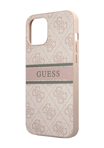GUESS Hard Cover 4G Printed Stripe Pink, für Apple iPhone 12 / 12 Pro, GUHCP12M4GDPI