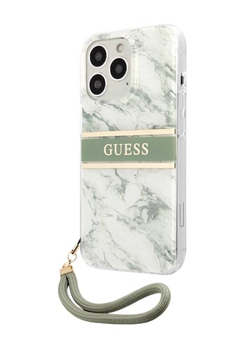 GUESS Hard Cover Marble Strap Green, für Apple iPhone 13 Pro, GUHCP13LKMABGR