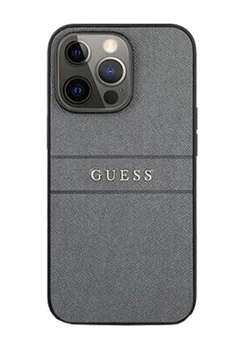 GUESS Hard Cover Saffiano Grey, für iPhone 13 Pro, GUHCP13LPSASBGR
