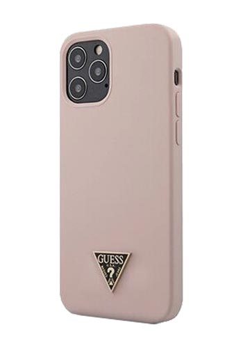 GUESS Hard Cover Silicone Triangle Logo Pink, für Apple iPhone 12/12 Pro, GUHCP12MLSTMLP