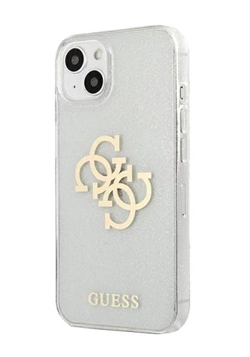 GUESS Hard Cover TPU Big 4G Full Glitter Transparent, für iPhone 13 Mini, GUHCP13SPCUGL4GTR