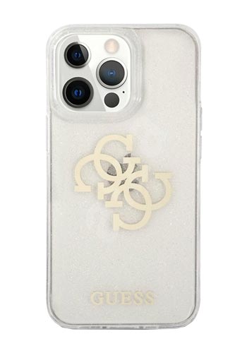 GUESS Hard Cover TPU Big 4G Full Glitter Transparent, für iPhone 13 Pro, GUHCP13LPCUGL4GTR