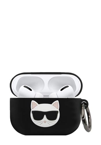 Karl Lagerfeld Soft Cover Silicone Choupette Head 3D Black, für Apple AirPods Pro, KLACAPSILCHBK, Blister