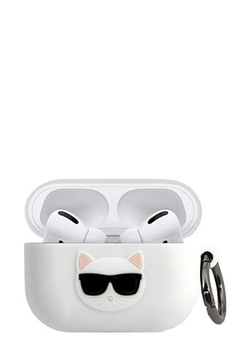 Karl Lagerfeld Soft Cover Silicone Choupette Head 3D White, für Apple AirPods Pro, KLACAPSILCHWH