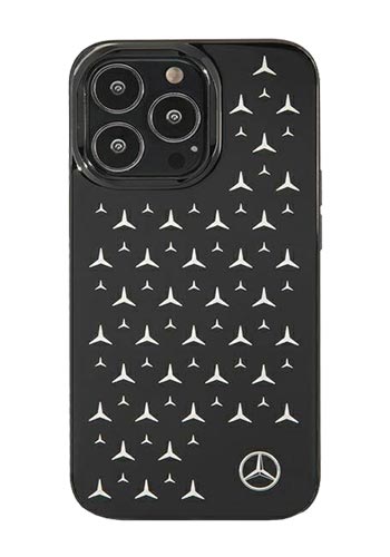 Mercedes-Benz Hard Cover Silver Stars Pattern Black, für Apple iPhone 13 Pro Max, MEHCP13XESPBK